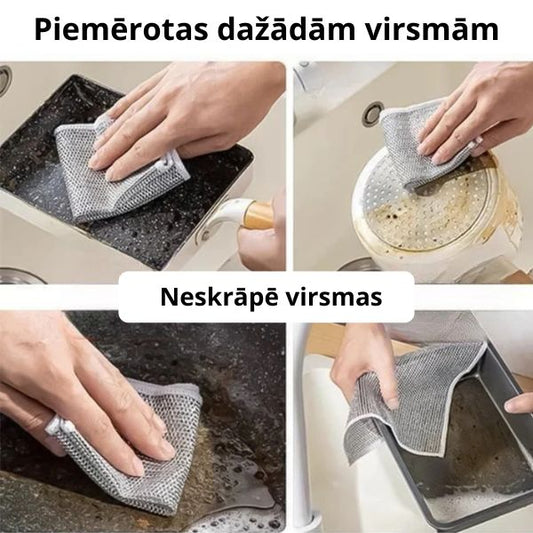 Atkārtoti lietojamas universālas stiepļu tīrīšanas drānas, iepakojumā 3 gabali