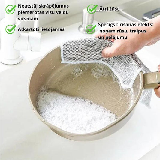 Atkārtoti lietojamas universālas stiepļu tīrīšanas drānas, iepakojumā 3 gabali