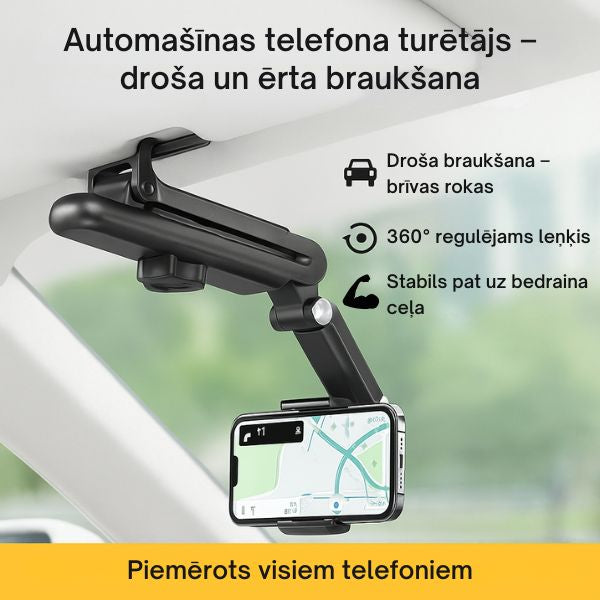 Telefona turētājs automašīnai ar 360° pagriezienu – droša un ērta lietošana jebkur
