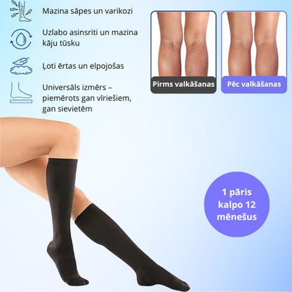 Kompresijas zeķes (piemērotas visiem kāju izmēriem)