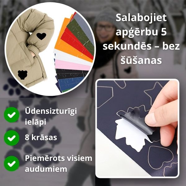 Pašlīmējoši apģērba remonta ielāpi (8 krāsu komplekts) – ātrs caurumu remonts bez šūšanas