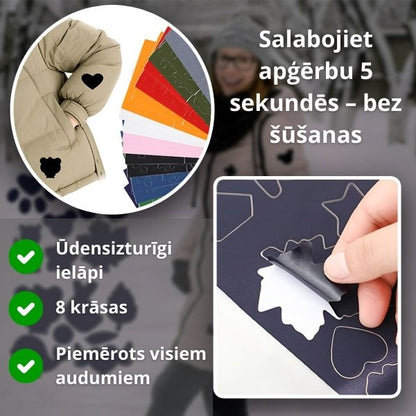 Pašlīmējoši apģērba remonta ielāpi (8 krāsu komplekts) – ātrs caurumu remonts bez šūšanas