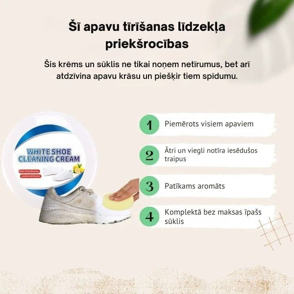 Universāls un efektīvs apavu tīrīšanas krēms + sūklis