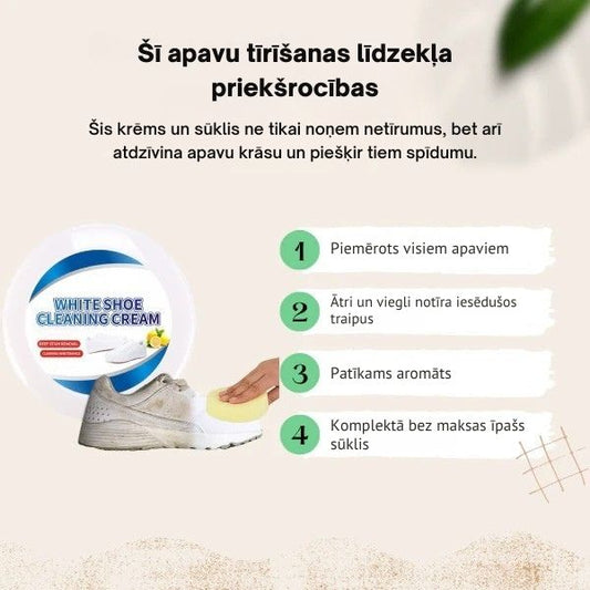 Universāls un efektīvs apavu tīrīšanas krēms + sūklis
