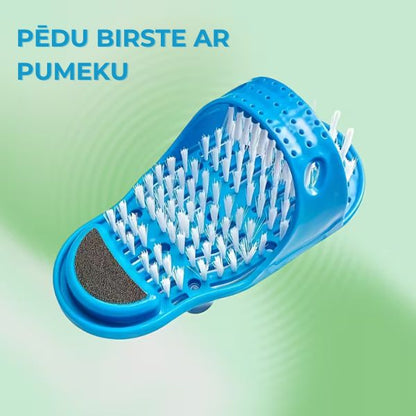 Dušas pēdu birste ar pumeku un piesūcekņiem – tīras un gludas pēdas bez liekas saliekšanās